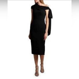 Roland Mouret Black Asymmetrical Tie Front Cocktail Dress